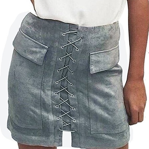 amazon Dresses & Skirts - Grey lace up skirt